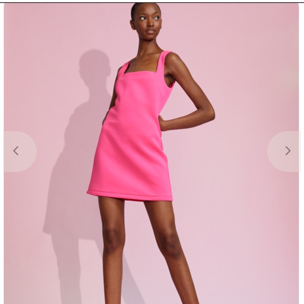 Cynthia Rowley bonded Pink Square-Neck Mini Dress